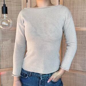 STRENESSE GABRIELE STREHLE beige boatneck double collared knit sweater size smal
